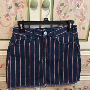 American Eagle Outfitters Navy and Red Striped Mini Skirt